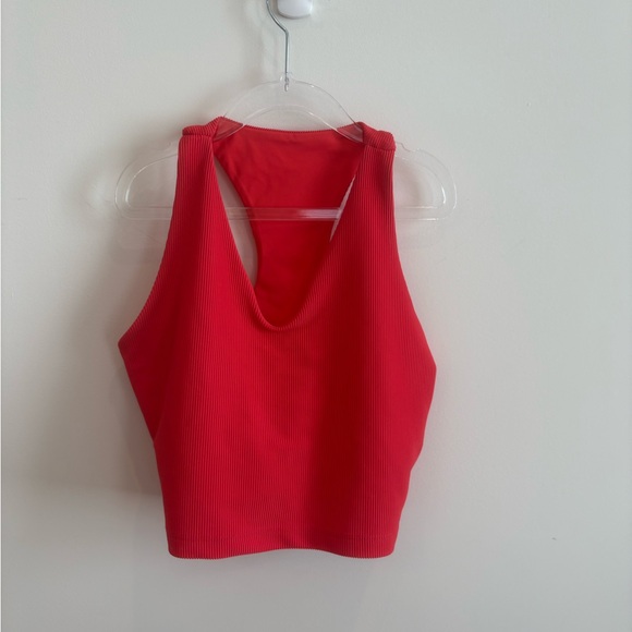 Red Athletic Crop Top and Leggings Set - Picture 2 of 3